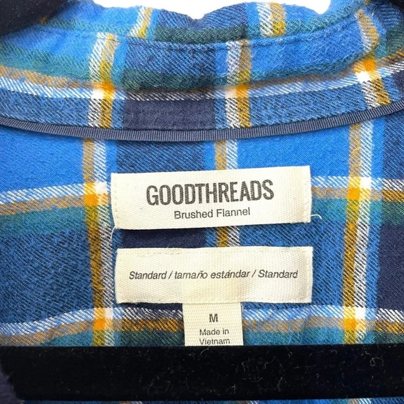 Goodthreads Men’s Heavyweight Brushed Flannel Shirt Jacket in Blue/Yellow Size M - Picture 9 of 13